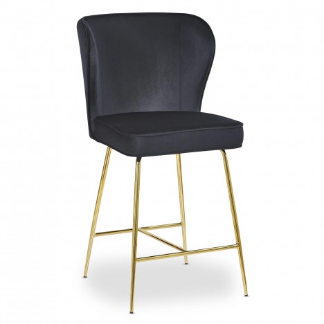 Chaise de bar gold velours noir Daffodil - 