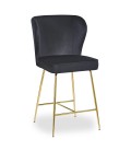 Chaise de bar gold velours noir Daffodil - 