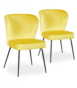 Lot de 2 chaises velours jaune clair Daffodil