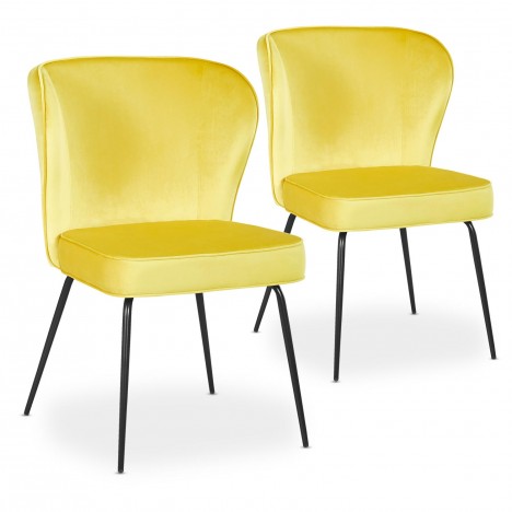 Lot de 2 chaises velours jaune clair Daffodil - 