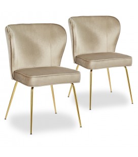 Lot de 2 chaises gold velours taupe Daffodil