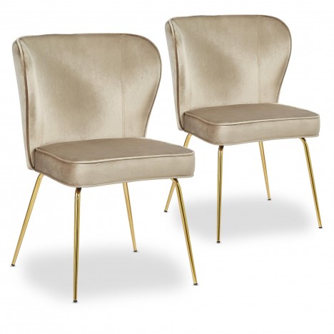 Lot de 2 chaises gold velours taupe Daffodil - 