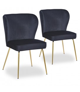 Lot de 2 chaises gold velours noir Daffodil