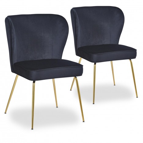 Lot de 2 chaises gold velours noir Daffodil - 