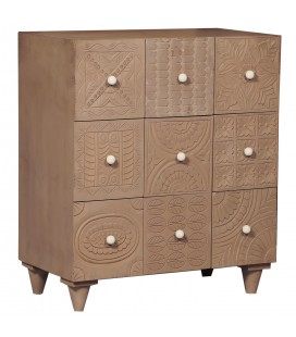 Commode 9 tiroirs bois marron Dallas