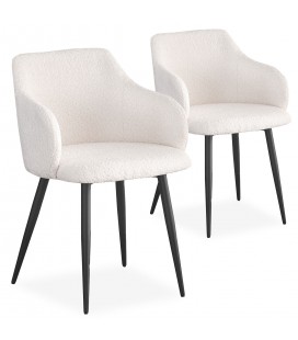 Lot de 2 chaises tissu bouclette crème Daniela