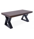 Table design extensible 180-285cm xl pieds métal noir et bois foncé David - 