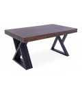 Table design extensible 150-220cm pieds métal noir et bois foncé David - 