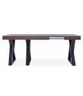 Table design extensible 150-220cm pieds métal noir et bois foncé David - 