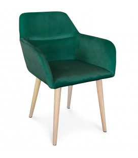 Chaise fauteuil scandinave velours vert Denver