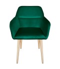 Chaise fauteuil scandinave velours vert Denver - 