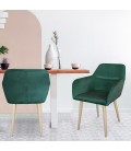 Chaise fauteuil scandinave velours vert Denver - 