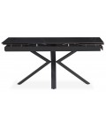 Table extensible 160-240cm avec rallonges intégrées noire effet pierre noire Diego - 