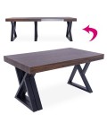 Table design extensible 150-220cm pieds métal noir et bois foncé David - 