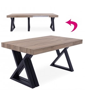 Table design extensible 150-220cm pieds métal noir et bois sonoma David