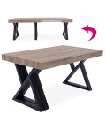 Table design extensible 150-220cm pieds métal noir et bois sonoma David - 