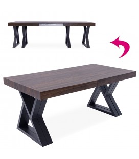 Table design extensible 180-285cm xl pieds métal noir et bois foncé David