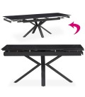 Table extensible 160-240cm avec rallonges intégrées noire effet pierre noire Diego - 