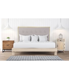 Tête de lit 140 cm métal doré et tissu beige Donnama