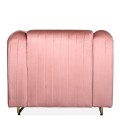 Fauteuil art déco cadre en métal doré et velours rose Edward - 