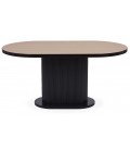 Table ovale pied central style colonne bois clair et noir Emanuele - 