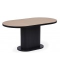 Table ovale pied central style colonne bois clair et noir Emanuele - 