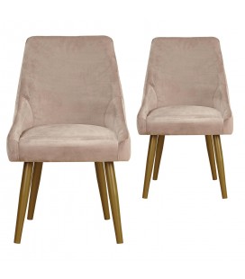 Lot de 2 fauteuils velours taupe Foxglove