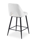 Lot de 2 chaises de bar métal noir et tissu bouclette crème Francesco - 