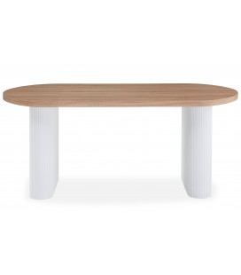 Table ovale avec pieds design style colonnes bois sonoma et blanc Francisco