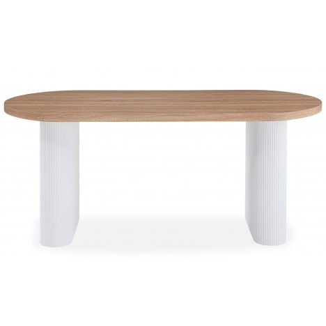 Table ovale avec pieds design style colonnes bois sonoma et blanc Francisco - 