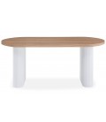 Table ovale avec pieds design style colonnes bois sonoma et blanc Francisco - 