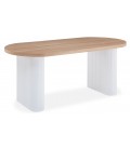 Table ovale avec pieds design style colonnes bois sonoma et blanc Francisco - 