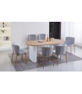 Table ovale avec pieds design style colonnes bois sonoma et blanc Francisco - 