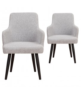 Lot de 2 fauteuils tissu gris clair Freesia