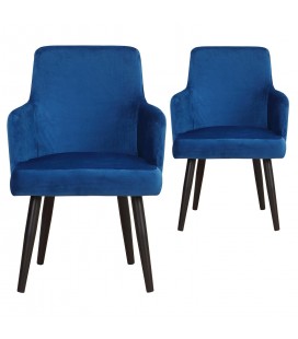 Lot de 2 fauteuils velours bleu Freesia