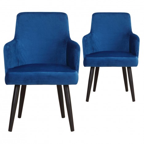 Lot de 2 fauteuils velours bleu Freesia - 