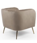 Fauteuil moderne pieds métal doré et velours taupe Freja - 