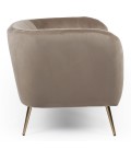 Fauteuil moderne pieds métal doré et velours taupe Freja - 