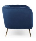 Fauteuil moderne pieds métal doré et velours bleu Freja - 