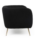 Fauteuil moderne pieds métal doré et tissu bouclette noir Freja - 