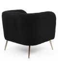 Fauteuil moderne pieds métal doré et tissu bouclette noir Freja - 