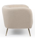 Fauteuil moderne pieds métal doré et tissu bouclette beige Freja - 