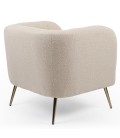 Fauteuil moderne pieds métal doré et tissu bouclette beige Freja - 