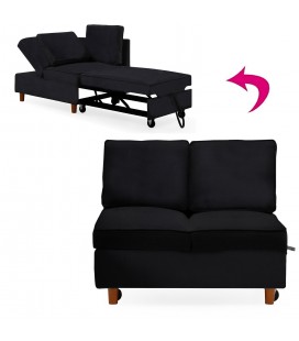 Banquette 2 places convertible velours noir Erik