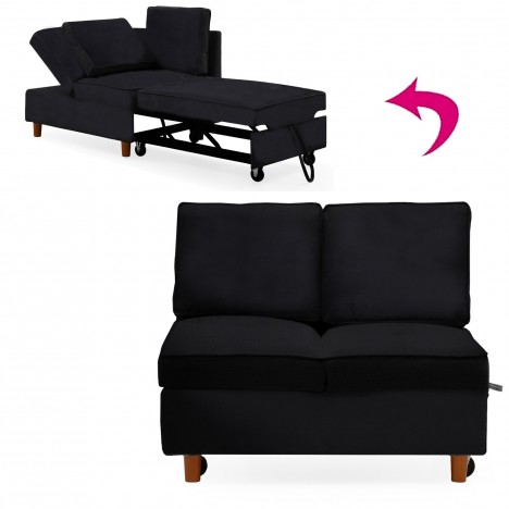 Banquette 2 places convertible velours noir Erik - 