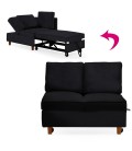 Banquette 2 places convertible velours noir Erik - 