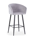 Chaise de bar velours argenté Gardenia - 