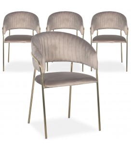 Lot de 4 chaises velours taupe Gerbira