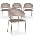 Lot de 4 chaises velours taupe Gerbera - 