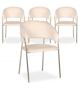 Lot de 4 chaises velours beige Gerbira